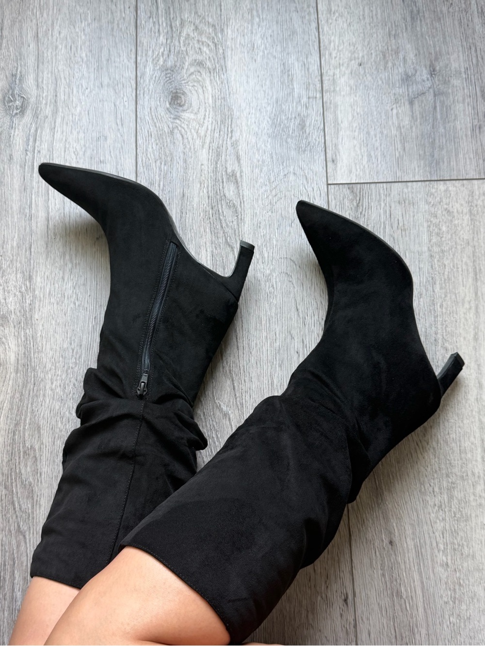 Time and Tru Black Knee-High Pointed Toe Stiletto Boots 7